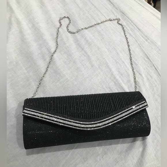 Elegant Black Evening Clutch with Silver Chain Strap – $35 - Picture 7 of 7
